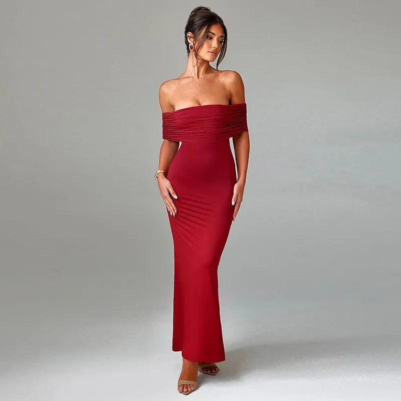 Socialite Style Elegant Sexy Backless Off-shoulder Dress Women