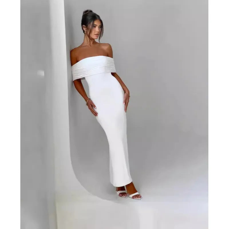 Socialite Style Elegant Sexy Backless Off-shoulder Dress Women