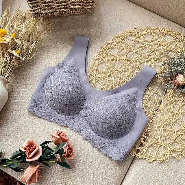 Seamless Soft Lace Bra Women Natural Latex Bra