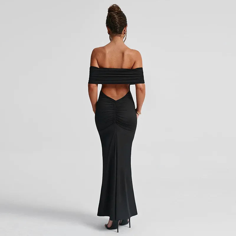 Socialite Style Elegant Sexy Backless Off-shoulder Dress Women